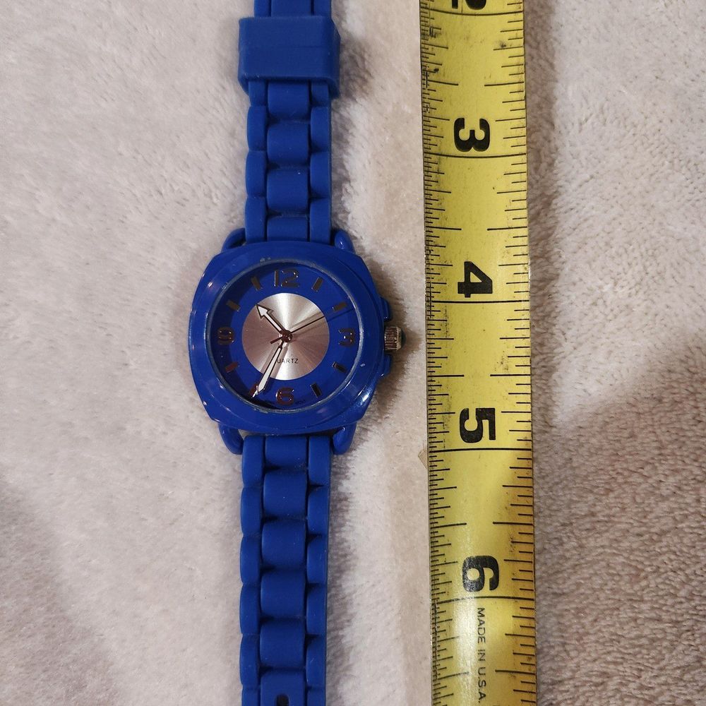 BWC Beautiful Casual Silver Tone Blue Silicone Band Ladies Watch Japan Mvmt